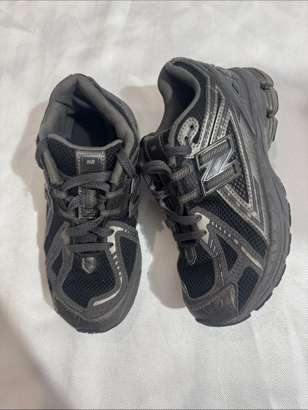 New Balance Kids Black and Gray Mesh Athletic Sneakers